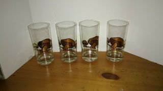 Vintage Glasses.  Gold Trimmed With Gold Mushrooms.  Couroc.  Set Of 4