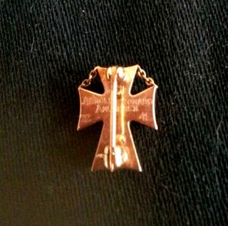 Vintage Sigma Chi Cross Pin 10k Yellow Gold Fraternity Greek Society Badge ' 41 3