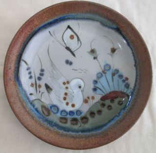 Ken Edwards Pottery Plate White Bird & Butterfly Ke Mexico Wall Hanging Tonala