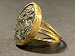UNRESEARCHED ANCIENT GREEK RING WITH BUST INSERT - HIGHLY DECORATED 2