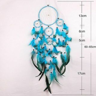 Large Dream Catcher Blue Wall Hanging Decoration Ornament Handmade Feather Craft 3