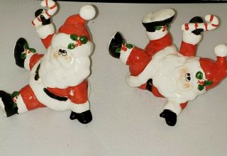 1986 Omnibus Fritz And Floyd Christmas Santa Figurines Tumbling