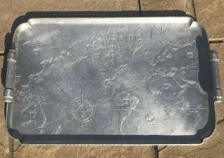 Large 11 1/2 X 18 Arthur Armour World Map Hammered Aluminum Cocktail Shaker Tray