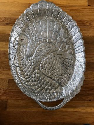 Arthur Court Large Aluminum Turkey Tray Thanksgiving Holiday Serving Platter 26 "