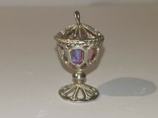 Vintage Sterling Silver Chalice With Pink Crystal - Metal Detecting Find