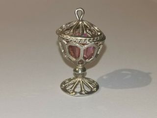 Vintage Sterling Silver Chalice With Pink Crystal - Metal Detecting Find 2