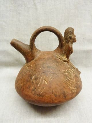 Lovely Mayan Aztec South American Vessel Red Clay Possibly Antique Colombian