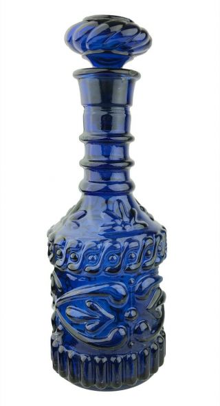 Vintage Jim Beam Cobalt Blue Decanter Bottle & Stopper Kentucky Derby 11.  5 "