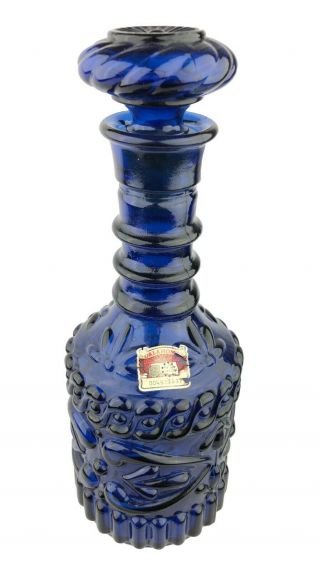 Vintage Jim Beam Cobalt Blue Decanter Bottle & Stopper Kentucky Derby 11.  5 