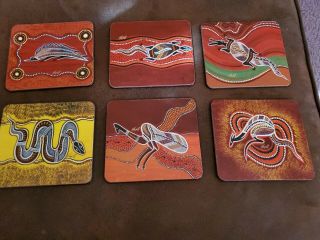 Australian Made Coasters Authentic Aboriginal Art Set of 6 2