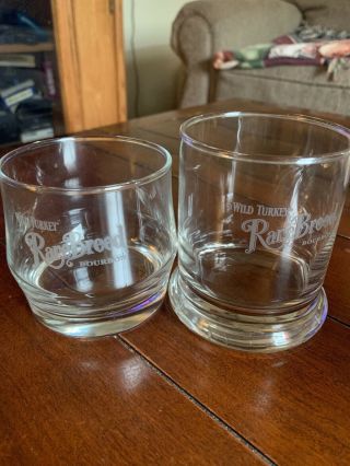 Wild Turkey Bourbon (rare Breed) Lowball & Etched Set Of Glasses