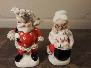 Vintage Salt Pepper Shaker Santa And Mrs.  Clause Christmas - Japan Napco