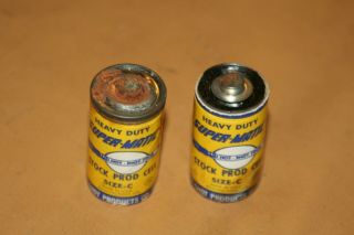 2 Vintage Paper Label C - Cell Flashlight Batteries - - Matic Usa - Minn.