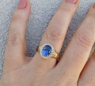 Vintage Sapphire G/vs Diamonds 9k Gold Ring