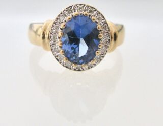 Vintage Sapphire G/VS Diamonds 9k Gold Ring 2