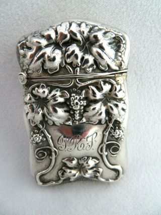 Antique Art Nouveau 925 Sterling Silver & Gilt Match Safe Vesta Case Mono P R S