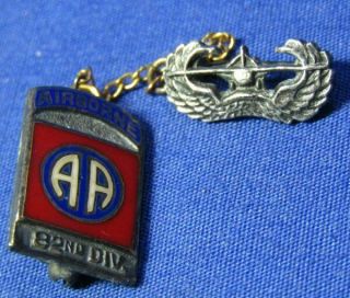 Wwii Sterling 82nd Airborne Division - Glider Pilot Badge Home Front Pins