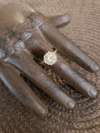 Vintage 10k Gold Natural Diamonds Cocktail Ring Sz 8 Hu Signed