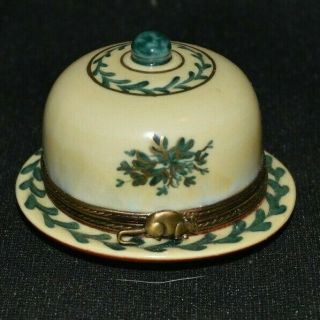 Antique Porcelain Ring Trinket Box Covered Cheese Plate France Limoges