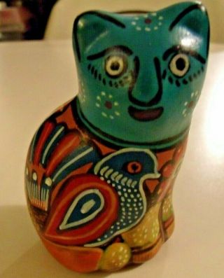 Vintage Mexican Art Pottery Tonala Folk Art Cat