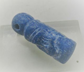 Ancient Sasanian Lapis Lazuli Carved Cylindrical Bead Seal With Impressions