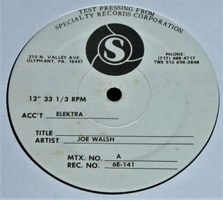 Joe Walsh - But Seriously Folks - 1978 Us Test Pressing Promo Lp - Near