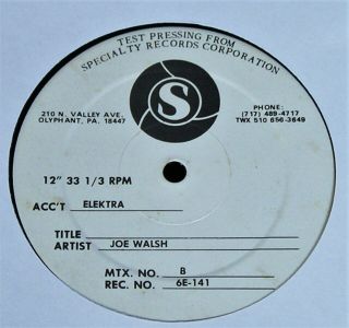 Joe Walsh - But Seriously Folks - 1978 US Test Pressing PROMO LP - NEAR 3
