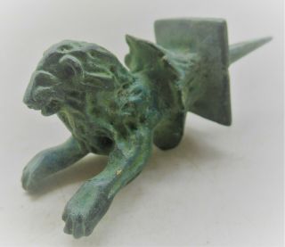 Circa 300 - 400ad Ancient Roman Bronze Gladius Pommel In The Form Of A Lion