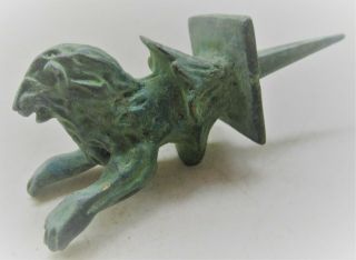 CIRCA 300 - 400AD ANCIENT ROMAN BRONZE GLADIUS POMMEL IN THE FORM OF A LION 2