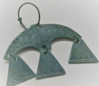 Circa 900 - 1000ad Viking Era Nordic Bronze Lunar Amulet With Punched Dots