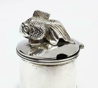 Fine French Silver Novelty Fish / Carp Mustard Pot 20th Century Lubin Paris