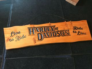 Vintage Harley Davidson Hanging Sign 1 1/2 " Thick Wooden Slab 65 " X 18 "