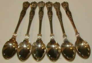 6 Cased Set Mappin & Webb Kings Pattern English Sterling Silver Demitasse Spoons