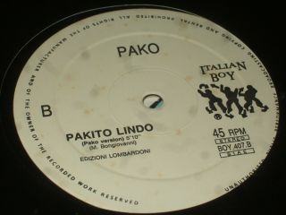 Pako ‎– Pakito Lindo 1990 ITALIAN BOY RECORDS.  MEGA RARE 2