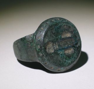 Large Ancient Roman Bronze Phallic Seal Ring - Circa 2nd/4th Century Ad