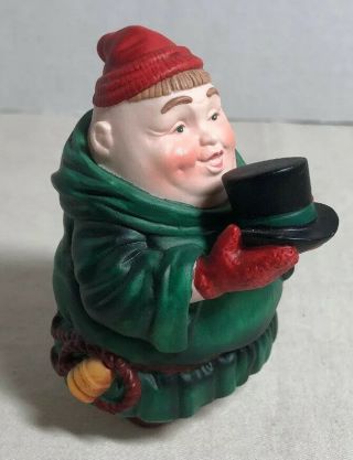 Dept.  56 Friar Monk Carrying Top Hat Green With Red Hat 3 1/2 " Tall No Box