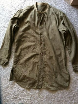 Ww2 British Collarless Enlisted Shirt Altered To Open Front,  Broad Arrow Sz42