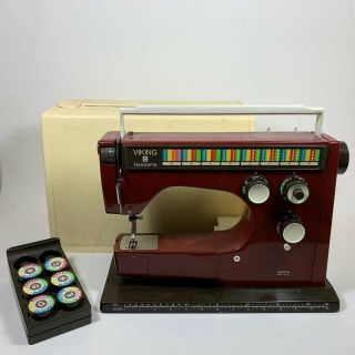 Husqvarna Viking 64 60 Sewing Machine W/ Case Made In Sweden Denim Vintage