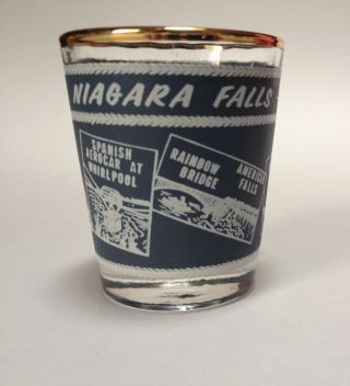Vintage Niagara Falls Canada Double Shot Glass Travel Souvenir Barware Jigger