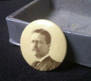 Rare & Vintage 1904 Campaign Button - Theodore Roosevelt - Photo Jewelry Mfg Co