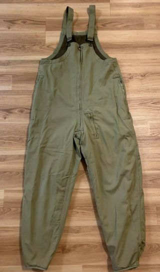 Vintage Wwii Us Navy Deck Pants Bib Overall Usn Wool Lined Military Suspender M
