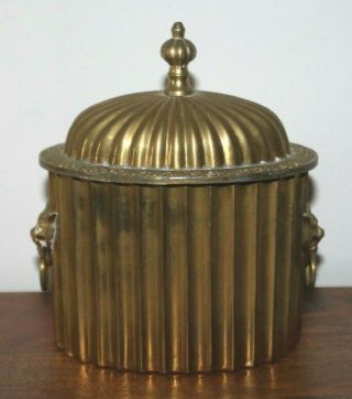 Vintage Brass Double Handle Tea Caddy Or Tobacco Jar 6.  25 "