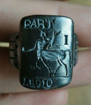Roman Military Silver Seal Ring - Centaurus Depiction Circa 100 - 200 Ad - Intact