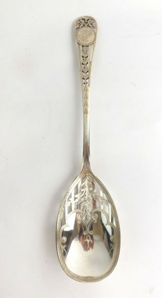 Spoon Solid Sterling Silver Arts & Crafts Engraved Phyllis Hand Fret Cut 1901
