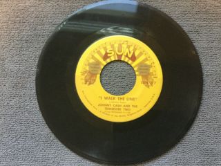 Johnny Cash Get Rhythm,  I Walk The Line Sun 45 Record Vinyl Combined