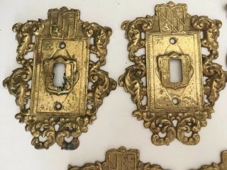 Set Of 8 Vintage Virginia Metalcrafters Solid Brass Light Switch Plate Covers 2