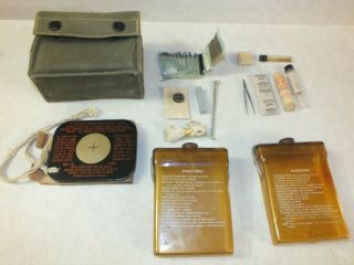 Wwii Us Army Air Forces Survival Kit Type E - 17 With Contents Includes Compass
