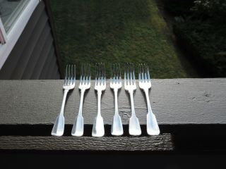 Six Antique English Sterling Dinner Forks,  Late Georgian,  Early Victorian