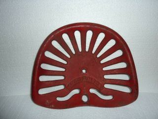 Antique Mccormick Red Cast Iron Tractor Seat Marked On Seat