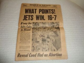 1969 York Jets Bowl Iii Joe Namath Ny Daily News Newspaper